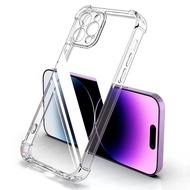 For iPhone 6 6S 7 8 Plus X XS XR 11 12 13 14 15 Pro Max Transparent Shockproof Silicone Phone Case Cover