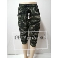 Ladies Elastic Army 3/4 3quarters Pants with 2 pocket 女性七分兵裤