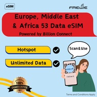 Europe, Middle East & Africa 53 eSIM Data Roaming | QR Code via Email - By Billion Connect