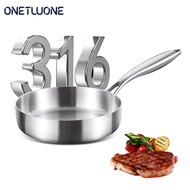 Onetwone 316 stainless steel mini frying pan Flat pan 16/20cm small stir-fry pans cooking pot Gas and induction cookware skillet for 1-2 person