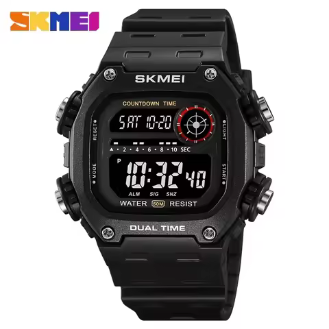 SKMEI Sports Watches for Men Waterproof Stopwatch Alarm LED Display Digital Countdown Mens Wristwatc