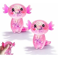 2Pcs Cute Axolotl Squishy Stress Ball, Slow Rising Axolotl Party Favors, Sugar Squishy Squish Toys, 