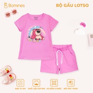Đồ bộ bé gái Gấu dâu BOMINES quần ngắn thun cotton mùa hè cho bé 3- 10 tuổi 12- 30kg DBSBGLOTSO