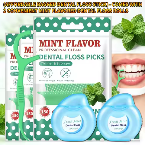 Budget-Friendly Dental Floss Sticks | High Tension Fine Smooth Floss with 2 Mint Floss Rolls for Tee