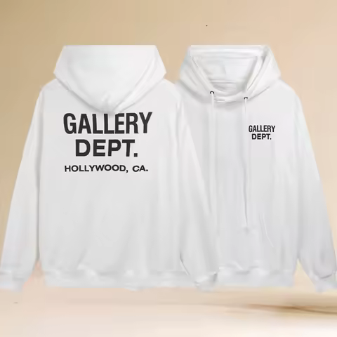 Top Gallery Hoodie Dept with Letter Print - European Style Street Fashion - Loose Fit American High 