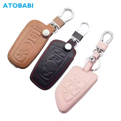 Leather Car Key Cover Bag For BMW E90 E60 E70 E87 1 3 5 6 Series M3 M5 X1 X5 X6 Z4 Smart Remote Fobs