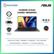 Asus Laptop VivoBook 15 OLED A1505Z-AMA083WS 15.6'' 2.8K Indie Black ( I5-1235U, 8GB, 512GB SSD, Intel, W11, HS )