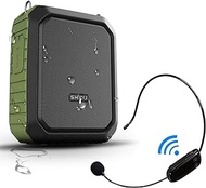 Voice Amplifier Wireless Headset Microphone IPX5 Waterproof Bluetooth Mini Pa Speaker 18W 4400mAh Rechargeable Portable Waistband Voice Amplifier for Teachers, Trainers, Karaoke or Outdoors
