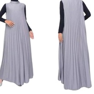 Gamis Plisket Kutung / Gamis Plisket Tanpa Lengan / Dress Maxi Muslim Panjang Wanita