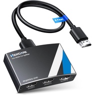 NEWCARE HDMI Splitter 1 in 3 Out, 4K@60Hz HDMI 2.0 Splitter w/ 4ft HDMI Cable, Auto Downscaler, Mirr