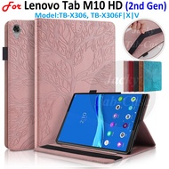 Fashion 3D Tree Style PU Leather Case Card Holder Stand Flip Cover for Lenovo Tab M10 HD Gen2 TB-X306 Tablet M10HD (2nd Gen) TB-X306F X306 10.1 inch