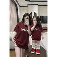 Mother and baby t-shirt, cotton shirt embroidered with 3 horses, size 9-65kg
