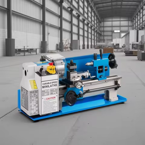 0-2500 RPM CJ0618 Mini Metal Lathe Machine Variable Speed Bench Top Benchtop Mini Lathe Multi-functi