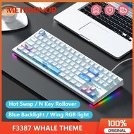 Aula F3387 Whale Theme Mechanical Keyboard Wired Hot Swap Blue Light Gaming Keyboard for Laptop