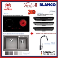 Turbo THC-02 Induction&amp;Ceramic Hob+Turbo TSL-802-90 Oil Tray Slimline Hood+Blanco Naya8 Kitchen Sink+Blanco MidaXL Mixer