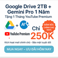 Google Drive 2TB + Gemini Pro 1 Năm Chính Chủ - Tặng Kèm Youtube Premium 1 Tháng