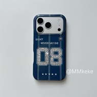 American No. 8 Blue Pink Football Jersey Y2K INS Phone Case For iPhone 18 11 12 13 14 15 16 17 AIR P