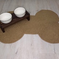 黃麻寵物地毯骨形餐墊或抓撓狗貓墊支架狗貓餵食器