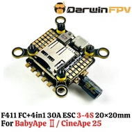 DarwinFPV Darwin F411 F4 FC+4in1 30A ESC 3-4S Stack 20×20mm for BabyApe Ⅱ CineApe25 RC FPV Drone DW-