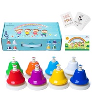 Desk Bells, Rainbow Diatonic Hand Bells for Kids with 17 Songbook & Musical Flash Cards, Toddler Pre
