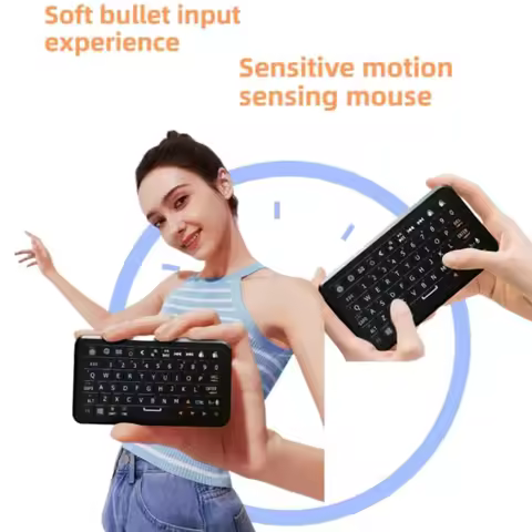 ​Mini Keyboard with Bluetooth 5.0/2.4G Dual Mode, Gyroscopic Motion Mouse, 64 Keys, RGB Backlight Op