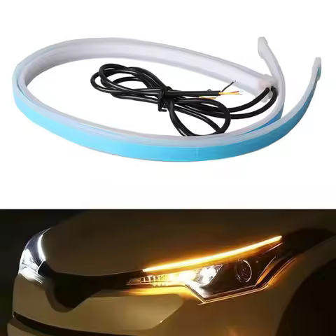 1PCS Car led DRL Daytime Running Light Strip Waterproof 30cm 45cm 60cm Flexible Soft Tube Guide Head