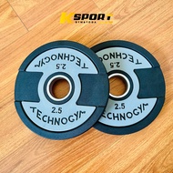 Technogym Phi 50 Dumbbell Plate, Barbell Bar, Type 2.5Kg, Black - Silver Steel Material (1 piece)