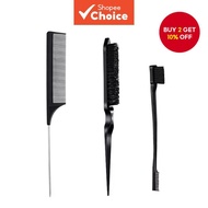 3-Piece Styling Comb Teasing Brush Rat Tail Comb Double-Sided Edge And Back Combing, Baby Hair