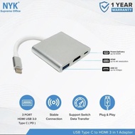 CONVERTER TYPE C TO HDMI 3 IN 1 HDMI + USB 3.0 + TYPE C NYK