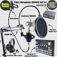 Paket Microphone BM8000 Full Set Plus Soundcard F8 Woopower +