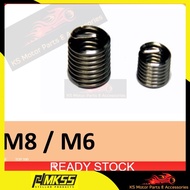 READY STOCK SCREW SLEEVE WIRE THREAD INSERT STAINLESS STEEL M6 / M8 SPRING BUSH 10 PCS
