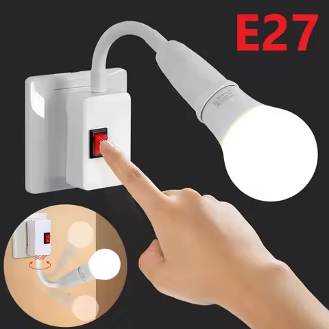 Direct Plug-in Rotary Lamp Head E27 Socket Lamp Converter with Switch EU US Plug Lamp Holder LED Tab