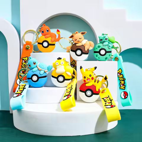 Pokémon Keychain Pendant Cute Pikachu Squirtle Bulbasaur Charmander Eevee Psyduck Decoration Childre