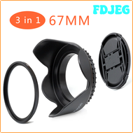 FDJEG 67mm UV Filter+Lens Cap+Lens Hood Flower for Canon 760D 70D 60Da 5Ds 7D 18-135mm BFHSE