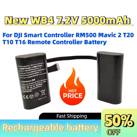 High-Capacity WB4 7.2V 5000mAh Rechargeable Battery for DJI Smart Controller RM500 Mavic 2 T20 T10 T