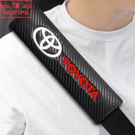 Toyota 2Pcs Car Carbon Fiber Seat Belt Cover Shoulder Pads For TRD Sports Vios Rush Wigo Innova Hilux Fortuner HiAce Raize Avanza Altis Corolla Agya Accessories