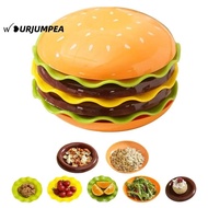 URJUMPEA Stackable Hamburger Plate Set, Burger-Shaped 5/7 Layers Mini Dinner Plate, Creative Plastic