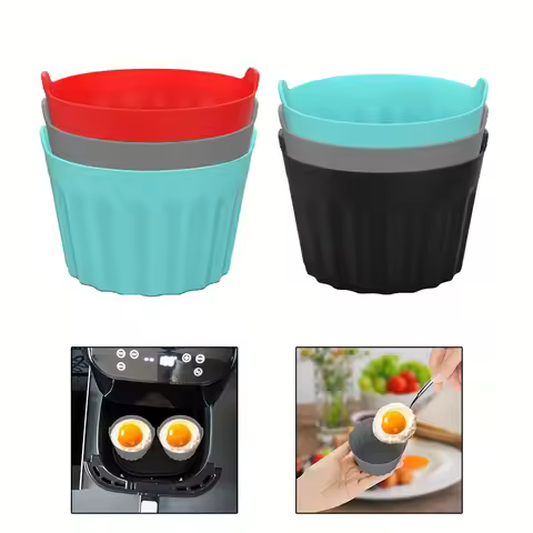 3pcs Air Fryer Silicone Basket Silicone Mold Air Fryer Egg Poacher Silicone Cupcake Baking Cups Rame