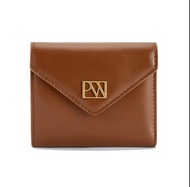 Parisa Wang 輕奢牛皮深啡色三摺信封銀包多功能卡包錢包 Dark Brown Smooth three-fold Envelope Wallet (借tag charles & keith 