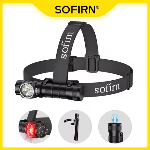 SOFIRN HS43 3200lm Headlamp 184m White&660nm Red LED Rotary Switch 21700 USB C Rechargeable Flashlig