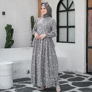 Promo Jenni Dress Muslim Korea Bahan Crinkle Motif Bunga By Tafana