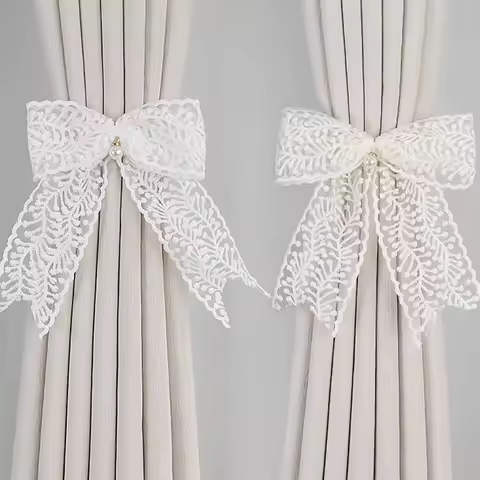 Lace Bow Curtain Straps, Light Luxury French Gauze Curtain Straps, Korean Style Aesthetic Rope Strap