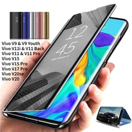 Mirror Flip Case For Vivo V20se Vivo V20 Vivo V17 Pro Vivo V15 Pro Vivo V11i V11 V11 Pro Vivo V9 V9 Youth , Mirror Surface Case Clear View Mirror Flip Leather Stand Phone Cover