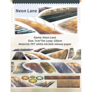 Jianwu 70mm * 500cm đường phố cổ điển Neon Lane Vật liệu phong cảnh cắt dán scrapbooking băng dính P