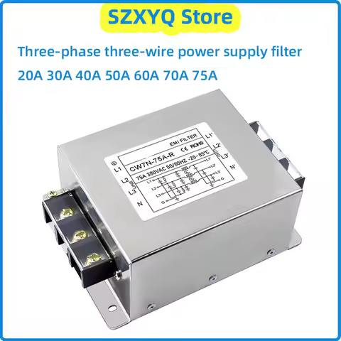 EMI filter power purifier CW7N-20/30/40/50/60/70/75A-R 380VAC 3-phase AC power supply filter Anti-in