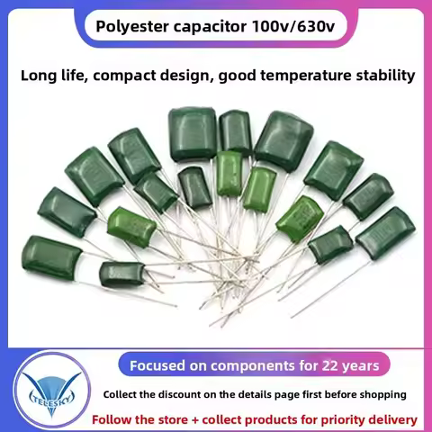 50PCS 100V 630V Polyester Film Capacitor 2.2NF 0.01UF 2.2NF 22nF 102PF 220NF 473PF 100nF 0.1uF 2A104
