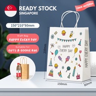 [1PC] Happy Every Day Kraft Paper Bag (S/M) || Brown Gift Bag with Handles || Birthday Party Goodie 