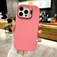 Soft Case Silikon Oval Macaron Stand Candy Color Casing Phone Holder Case Back Cover Kompatibel Untu