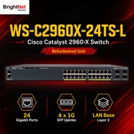 Refurbished Cisco 2960-X Series 24 Port LAN Base Switch, WS-C2960X-24TS-L