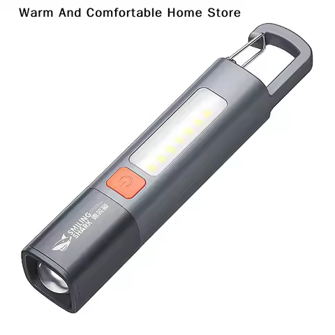 Smiling Shark SD1023 LED Torch Light XPE Super Bright Flashlight with Hook Camping Light USB Recharg